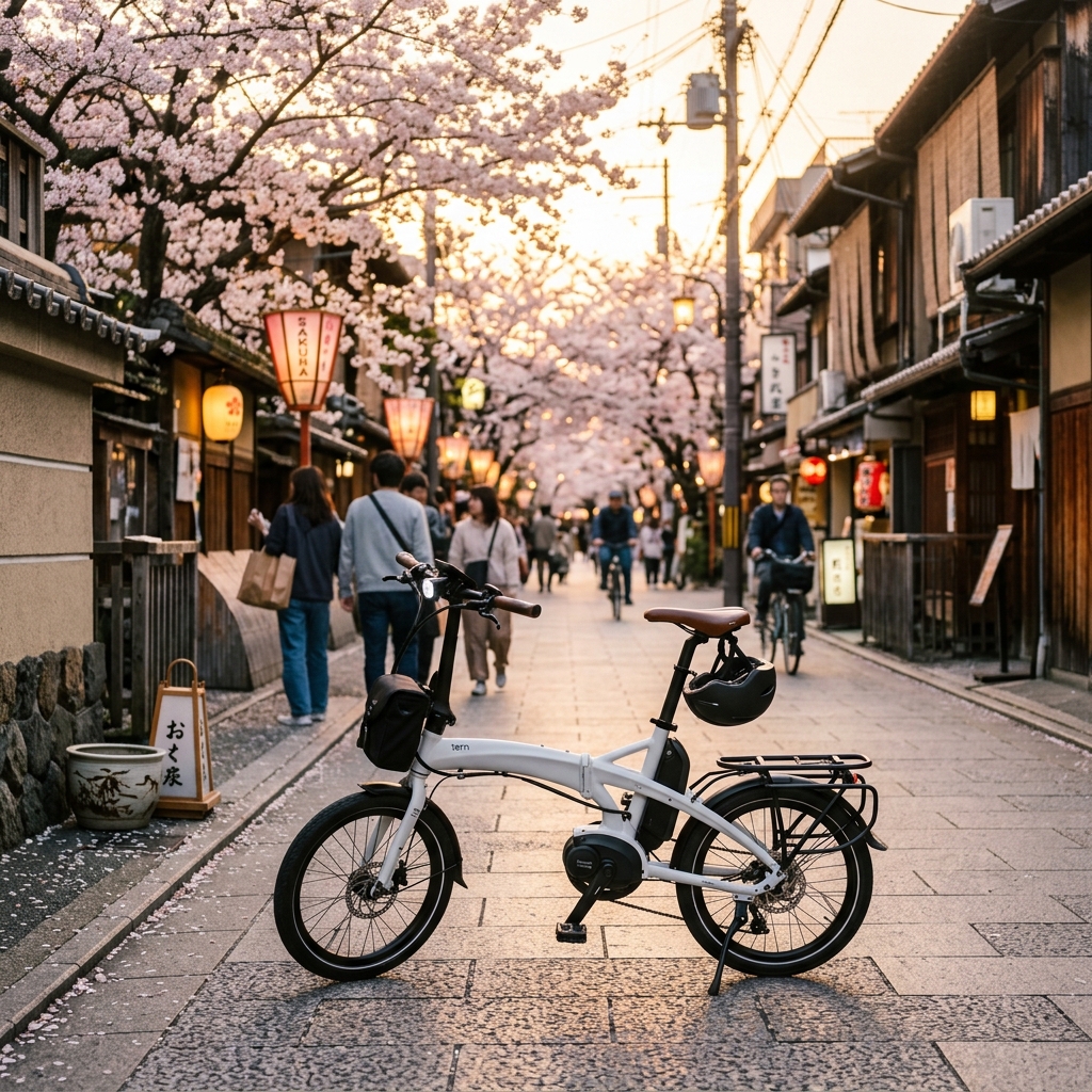 PELTECHの電動アシスト自転車で街中を快適に走るイメージ